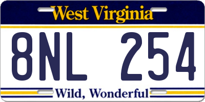 WV license plate 8NL254
