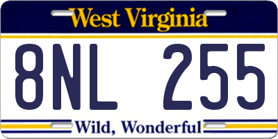 WV license plate 8NL255