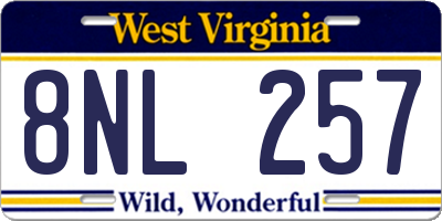 WV license plate 8NL257