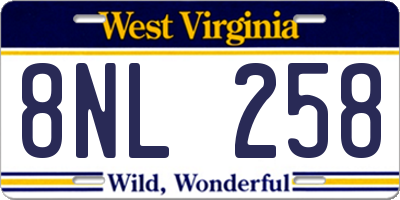 WV license plate 8NL258