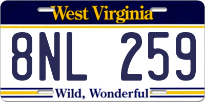 WV license plate 8NL259