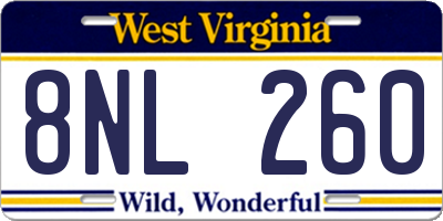 WV license plate 8NL260