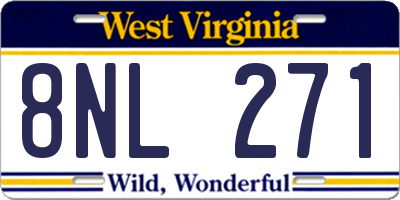 WV license plate 8NL271