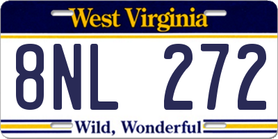 WV license plate 8NL272