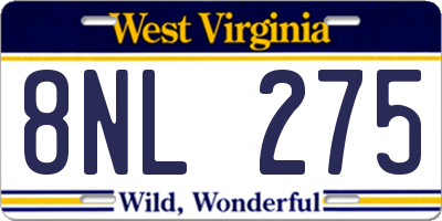 WV license plate 8NL275