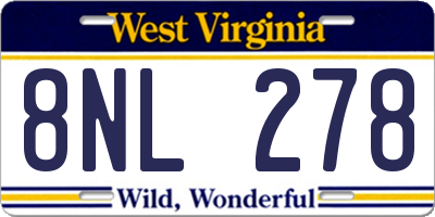 WV license plate 8NL278