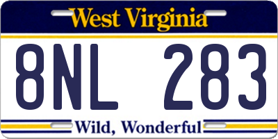 WV license plate 8NL283