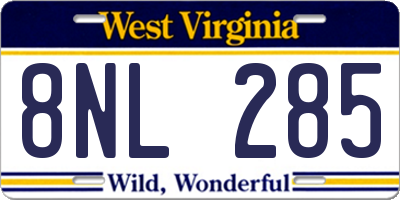 WV license plate 8NL285