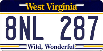 WV license plate 8NL287