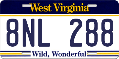 WV license plate 8NL288