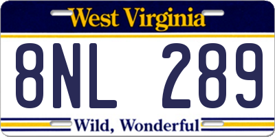 WV license plate 8NL289