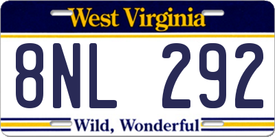 WV license plate 8NL292