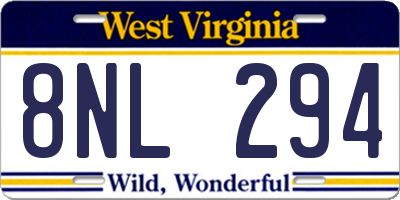 WV license plate 8NL294