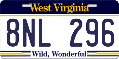 WV license plate 8NL296