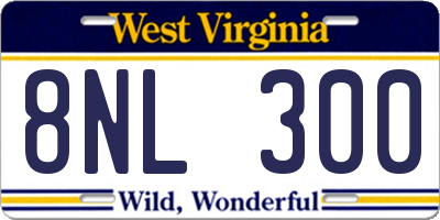 WV license plate 8NL300