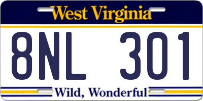 WV license plate 8NL301