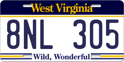 WV license plate 8NL305