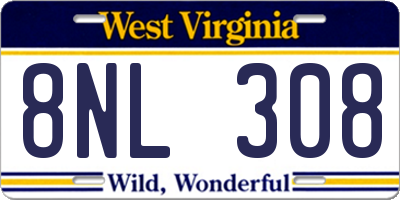 WV license plate 8NL308