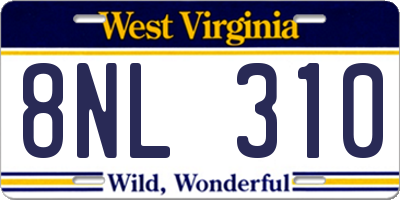 WV license plate 8NL310