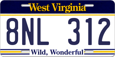 WV license plate 8NL312