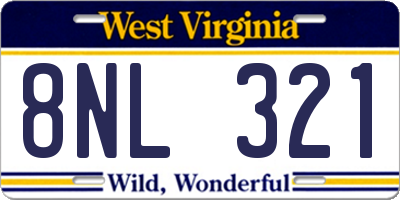 WV license plate 8NL321