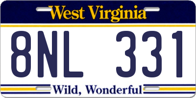 WV license plate 8NL331