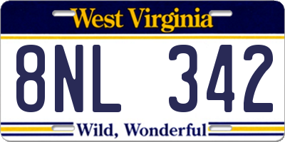 WV license plate 8NL342