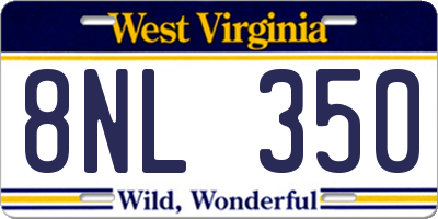 WV license plate 8NL350