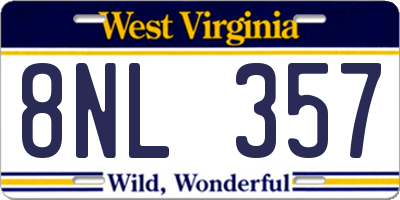 WV license plate 8NL357