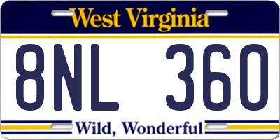 WV license plate 8NL360