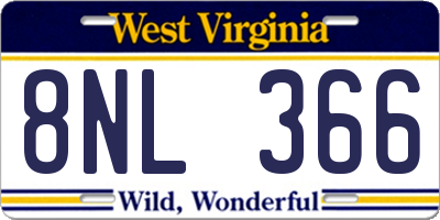 WV license plate 8NL366