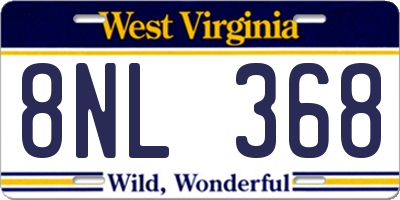 WV license plate 8NL368