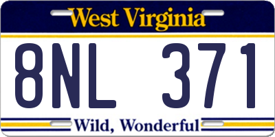 WV license plate 8NL371