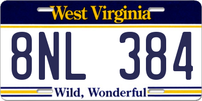 WV license plate 8NL384