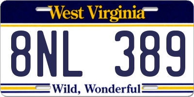 WV license plate 8NL389