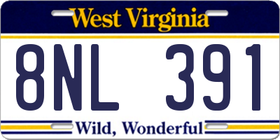 WV license plate 8NL391