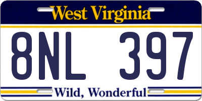 WV license plate 8NL397