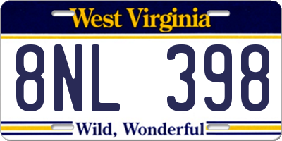 WV license plate 8NL398