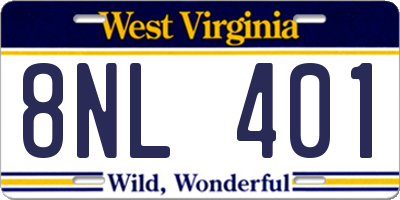 WV license plate 8NL401