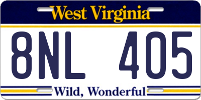 WV license plate 8NL405