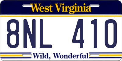 WV license plate 8NL410