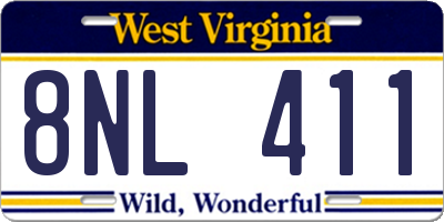 WV license plate 8NL411