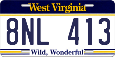 WV license plate 8NL413