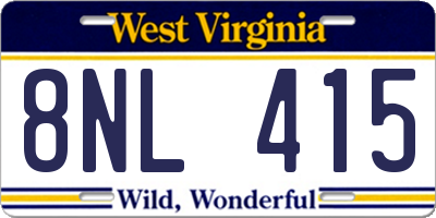 WV license plate 8NL415
