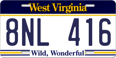 WV license plate 8NL416