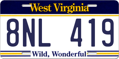 WV license plate 8NL419