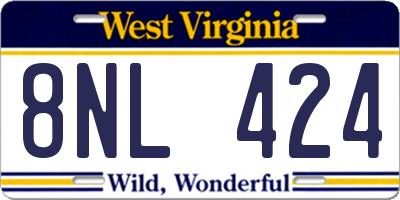 WV license plate 8NL424