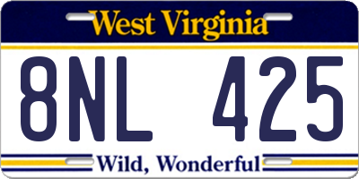 WV license plate 8NL425