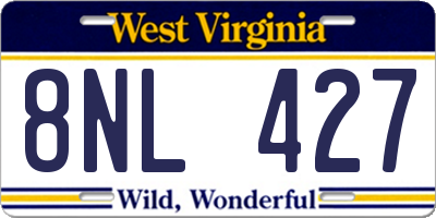 WV license plate 8NL427
