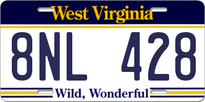 WV license plate 8NL428